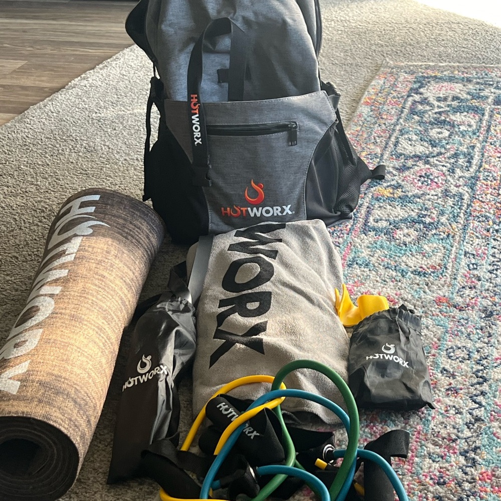 Hot works backpack with exercise equipmemt